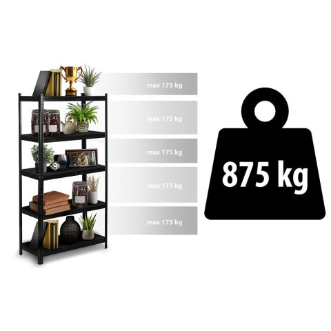 Regał metalowy magazynowy 180 x 90 x 40 cm Humberg HR-851 czarny Regał metalowy magazynowy 180 x 90 x 40 cm Humberg HR-851 czarny