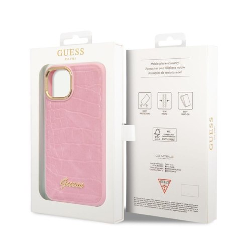 Guess Croco Collection - Etui iPhone 14 Plus (różowy) Guess Croco Collection - Etui iPhone 14 Plus (różowy)