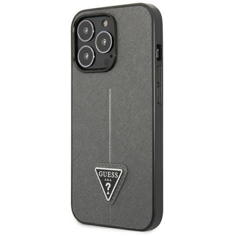 Guess Saffiano Triangle Logo Case - Etui iPhone 13 Pro (srebrny) Guess Saffiano Triangle Logo Case - Etui iPhone 13 Pro (srebrny)