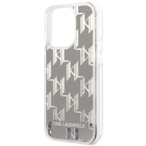 Karl Lagerfeld Monogram Liquid Glitter - Etui iPhone 14 Pro (srebrny) Karl Lagerfeld Monogram Liquid Glitter - Etui iPhone 14 Pro (srebrny)