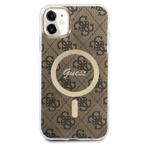 Guess Bundle Pack MagSafe 4G - Zestaw etui + ładowarka MagSafe iPhone 11 (brązowy/złoty) Guess Bundle Pack MagSafe 4G - Zestaw etui + ładowarka MagSafe iPhone 11 (brązowy/złoty)