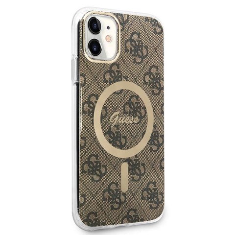 Guess Bundle Pack MagSafe 4G - Zestaw etui + ładowarka MagSafe iPhone 11 (brązowy/złoty) Guess Bundle Pack MagSafe 4G - Zestaw etui + ładowarka MagSafe iPhone 11 (brązowy/złoty)