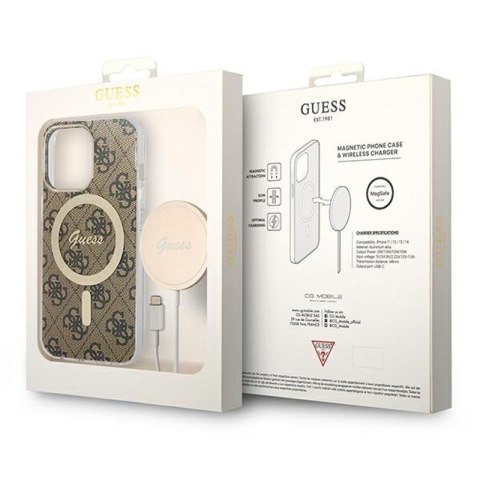 Guess Bundle Pack MagSafe 4G - Zestaw etui + ładowarka MagSafe iPhone 13 Pro Max (brązowy/złoty) Guess Bundle Pack MagSafe 4G - Zestaw etui + ładowarka MagSafe iPhone 13 Pro Max (brązowy/złoty)