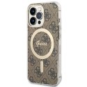 Guess Bundle Pack MagSafe 4G - Zestaw etui + ładowarka MagSafe iPhone 13 Pro Max (brązowy/złoty)
