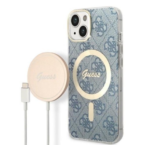 Guess Bundle Pack MagSafe 4G - Zestaw etui + ładowarka MagSafe iPhone 14 Plus (niebieski/złoty) Guess Bundle Pack MagSafe 4G - Zestaw etui + ładowarka MagSafe iPhone 14 Plus (niebieski/złoty)