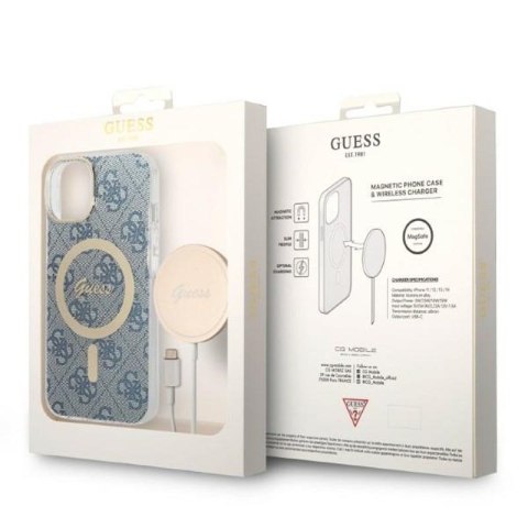 Guess Bundle Pack MagSafe 4G - Zestaw etui + ładowarka MagSafe iPhone 14 Plus (niebieski/złoty) Guess Bundle Pack MagSafe 4G - Zestaw etui + ładowarka MagSafe iPhone 14 Plus (niebieski/złoty)