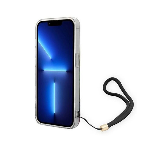 Guess Flower Cord - Etui ze smyczką iPhone 14 Pro Max (niebieski) Guess Flower Cord - Etui ze smyczką iPhone 14 Pro Max (niebieski)