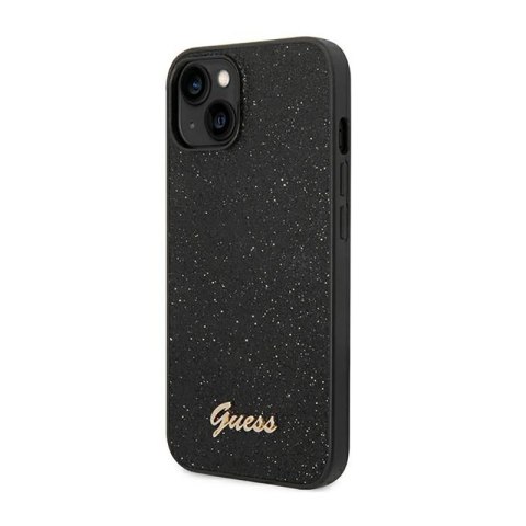 Guess Glitter Flakes Metal Logo Case - Etui iPhone 14 Plus (czarny) Guess Glitter Flakes Metal Logo Case - Etui iPhone 14 Plus (czarny)