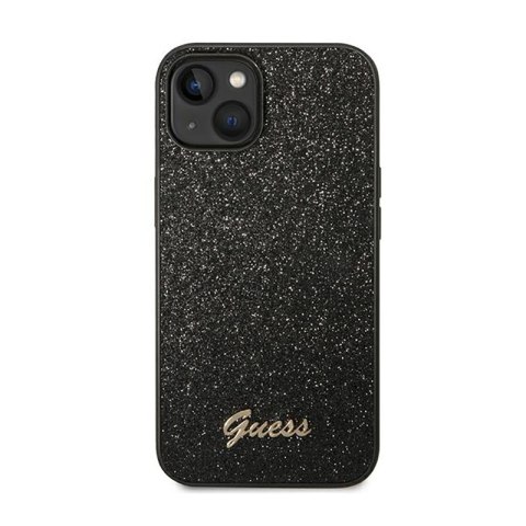 Guess Glitter Flakes Metal Logo Case - Etui iPhone 14 Plus (czarny) Guess Glitter Flakes Metal Logo Case - Etui iPhone 14 Plus (czarny)