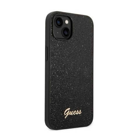 Guess Glitter Flakes Metal Logo Case - Etui iPhone 14 Plus (czarny) Guess Glitter Flakes Metal Logo Case - Etui iPhone 14 Plus (czarny)