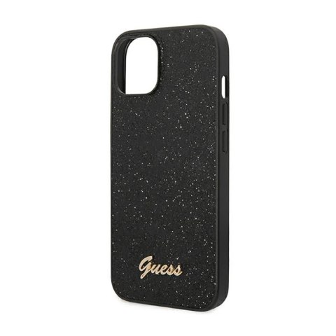 Guess Glitter Flakes Metal Logo Case - Etui iPhone 14 Plus (czarny) Guess Glitter Flakes Metal Logo Case - Etui iPhone 14 Plus (czarny)