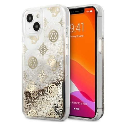Guess Peony Liquid Glitter - Etui iPhone 13 mini (złoty) Guess Peony Liquid Glitter - Etui iPhone 13 mini (złoty)