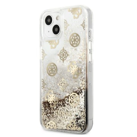Guess Peony Liquid Glitter - Etui iPhone 13 mini (złoty) Guess Peony Liquid Glitter - Etui iPhone 13 mini (złoty)