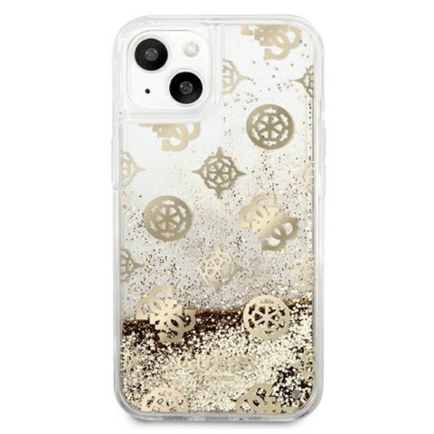 Guess Peony Liquid Glitter - Etui iPhone 13 mini (złoty) Guess Peony Liquid Glitter - Etui iPhone 13 mini (złoty)
