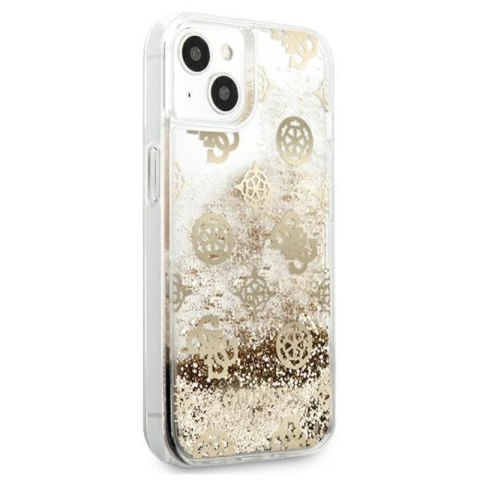 Guess Peony Liquid Glitter - Etui iPhone 13 mini (złoty) Guess Peony Liquid Glitter - Etui iPhone 13 mini (złoty)
