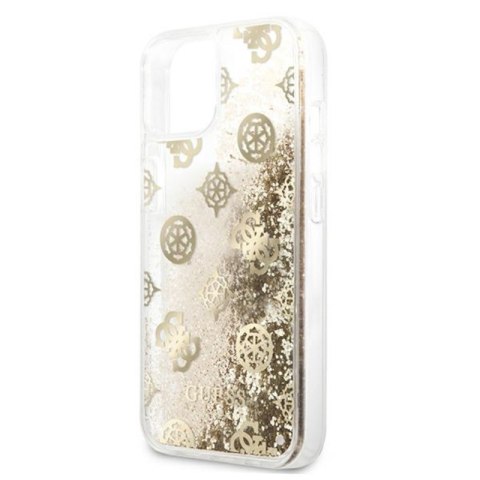 Guess Peony Liquid Glitter - Etui iPhone 13 mini (złoty) Guess Peony Liquid Glitter - Etui iPhone 13 mini (złoty)