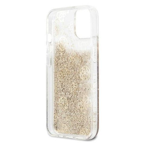 Guess Peony Liquid Glitter - Etui iPhone 13 mini (złoty) Guess Peony Liquid Glitter - Etui iPhone 13 mini (złoty)