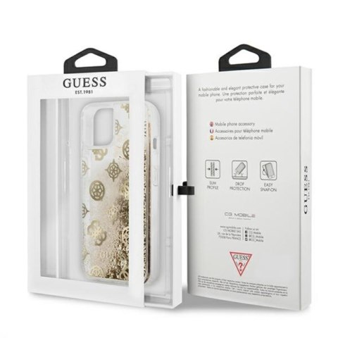 Guess Peony Liquid Glitter - Etui iPhone 13 mini (złoty) Guess Peony Liquid Glitter - Etui iPhone 13 mini (złoty)