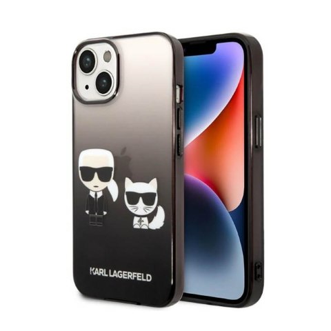 Karl Lagerfeld Gradient Ikonik Karl & Choupette - Etui iPhone 14 Plus (czarny) Karl Lagerfeld Gradient Ikonik Karl & Choupette - Etui iPhone 14 Plus (czarny)