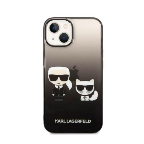 Karl Lagerfeld Gradient Ikonik Karl & Choupette - Etui iPhone 14 Plus (czarny) Karl Lagerfeld Gradient Ikonik Karl & Choupette - Etui iPhone 14 Plus (czarny)