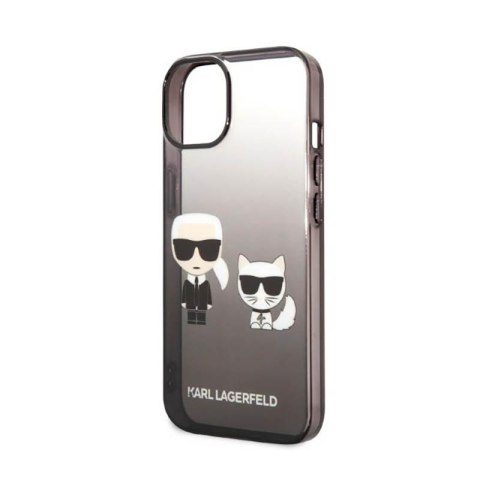 Karl Lagerfeld Gradient Ikonik Karl & Choupette - Etui iPhone 14 Plus (czarny) Karl Lagerfeld Gradient Ikonik Karl & Choupette - Etui iPhone 14 Plus (czarny)