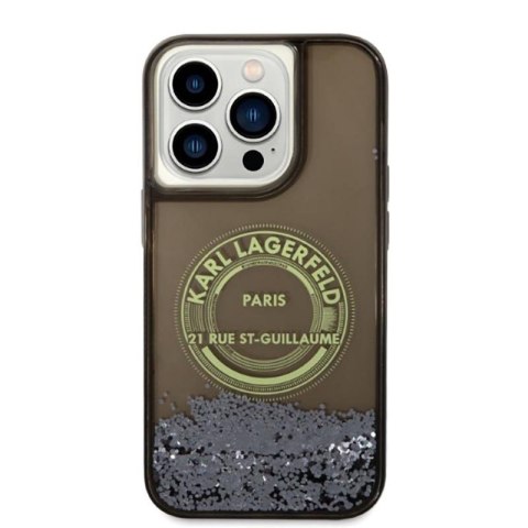 Karl Lagerfeld Liquid Glitter Round RSG Logo Case - Etui iPhone 14 Pro (czarny) Karl Lagerfeld Liquid Glitter Round RSG Logo Case - Etui iPhone 14 Pro (czarny)