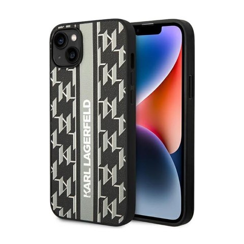 Karl Lagerfeld Monogram Stripe - Etui iPhone 14 Plus (szary) Karl Lagerfeld Monogram Stripe - Etui iPhone 14 Plus (szary)