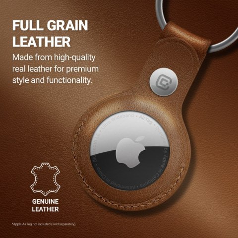 Crong Leather Case with Key Ring - Skórzane etui ochronne brelok do Apple AirTag (brązowy) Crong Leather Case with Key Ring - Skórzane etui ochronne brelok do Apple AirTag (brązowy)