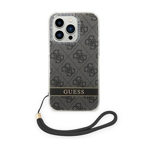 Guess 4G Print Cord - Etui ze smyczką iPhone 14 Pro Max (czarny) Guess 4G Print Cord - Etui ze smyczką iPhone 14 Pro Max (czarny)