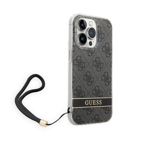 Guess 4G Print Cord - Etui ze smyczką iPhone 14 Pro Max (czarny) Guess 4G Print Cord - Etui ze smyczką iPhone 14 Pro Max (czarny)