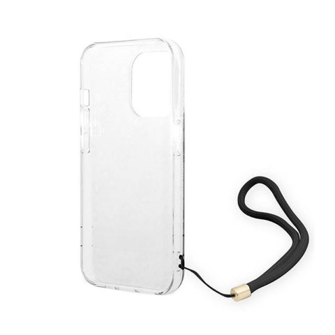 Guess 4G Print Cord - Etui ze smyczką iPhone 14 Pro Max (czarny) Guess 4G Print Cord - Etui ze smyczką iPhone 14 Pro Max (czarny)