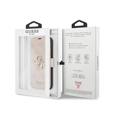 Guess Booktype 4G Big Metal Logo - Etui iPhone 13 Pro Max (różowy) Guess Booktype 4G Big Metal Logo - Etui iPhone 13 Pro Max (różowy)