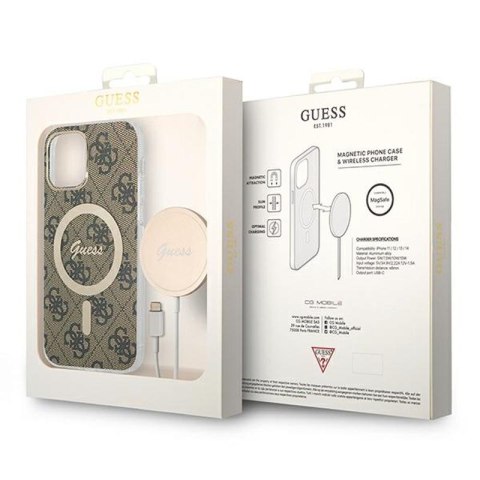 Guess Bundle Pack MagSafe 4G - Zestaw etui + ładowarka MagSafe iPhone 12 / iPhone 12 Pro (brązowy/złoty) Guess Bundle Pack MagSafe 4G - Zestaw etui + ładowarka MagSafe iPhone 12 / iPhone 12 Pro (brązowy/złoty)
