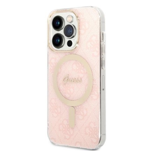 Guess Bundle Pack MagSafe 4G - Zestaw etui + ładowarka MagSafe iPhone 14 Pro (różowy/złoty) Guess Bundle Pack MagSafe 4G - Zestaw etui + ładowarka MagSafe iPhone 14 Pro (różowy/złoty)