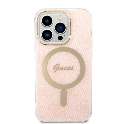 Guess Bundle Pack MagSafe 4G - Zestaw etui + ładowarka MagSafe iPhone 14 Pro (różowy/złoty) Guess Bundle Pack MagSafe 4G - Zestaw etui + ładowarka MagSafe iPhone 14 Pro (różowy/złoty)