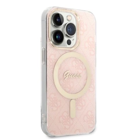 Guess Bundle Pack MagSafe 4G - Zestaw etui + ładowarka MagSafe iPhone 14 Pro (różowy/złoty) Guess Bundle Pack MagSafe 4G - Zestaw etui + ładowarka MagSafe iPhone 14 Pro (różowy/złoty)