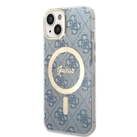 Guess Bundle Pack MagSafe 4G - Zestaw etui + ładowarka MagSafe iPhone 14 (niebieski/złoty) Guess Bundle Pack MagSafe 4G - Zestaw etui + ładowarka MagSafe iPhone 14 (niebieski/złoty)