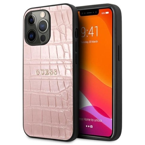 Guess Croco Stamp Lines - Etui iPhone 13 Pro (różowy) Guess Croco Stamp Lines - Etui iPhone 13 Pro (różowy)