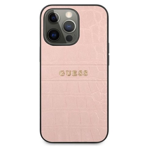 Guess Croco Stamp Lines - Etui iPhone 13 Pro (różowy) Guess Croco Stamp Lines - Etui iPhone 13 Pro (różowy)