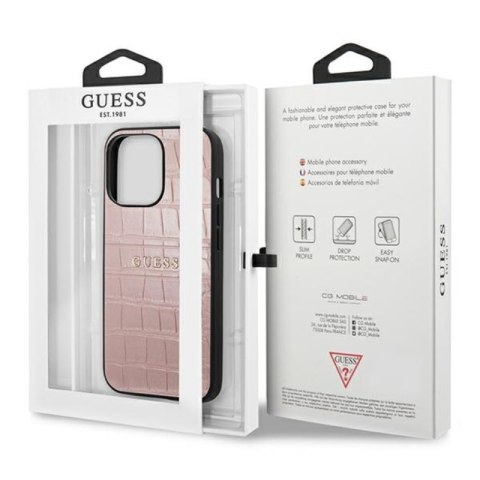Guess Croco Stamp Lines - Etui iPhone 13 Pro (różowy) Guess Croco Stamp Lines - Etui iPhone 13 Pro (różowy)