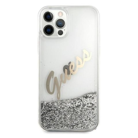 Guess Glitter Vintage Script - Etui iPhone 12 Pro Max (srebrny) Guess Glitter Vintage Script - Etui iPhone 12 Pro Max (srebrny)
