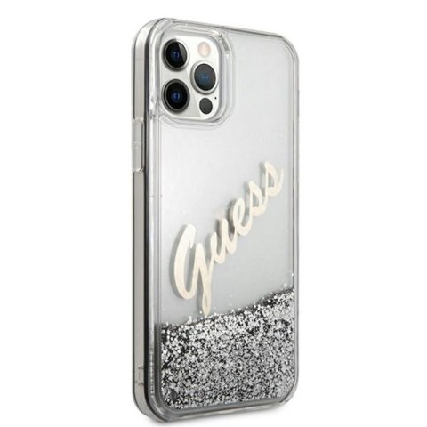 Guess Glitter Vintage Script - Etui iPhone 12 Pro Max (srebrny) Guess Glitter Vintage Script - Etui iPhone 12 Pro Max (srebrny)