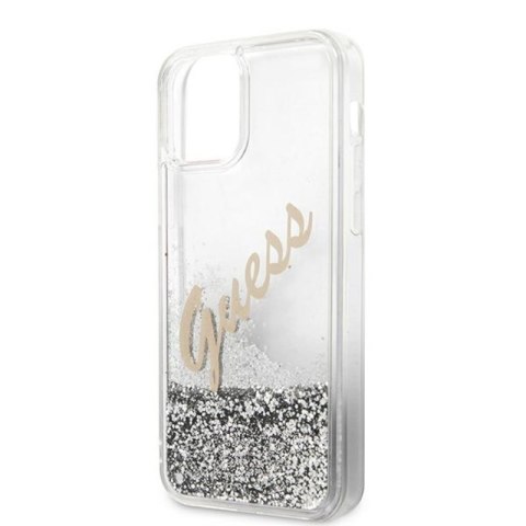 Guess Glitter Vintage Script - Etui iPhone 12 Pro Max (srebrny) Guess Glitter Vintage Script - Etui iPhone 12 Pro Max (srebrny)
