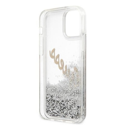 Guess Glitter Vintage Script - Etui iPhone 12 Pro Max (srebrny) Guess Glitter Vintage Script - Etui iPhone 12 Pro Max (srebrny)
