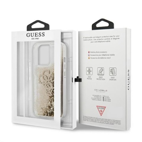Guess Liquid Glitter 4G Big Logo - Etui iPhone 13 Pro Max (złoty) Guess Liquid Glitter 4G Big Logo - Etui iPhone 13 Pro Max (złoty)