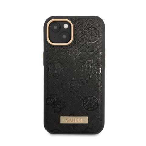 Guess Peony Logo Plate MagSafe - Etui iPhone 13 (czarny) Guess Peony Logo Plate MagSafe - Etui iPhone 13 (czarny)