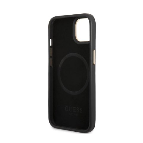 Guess Peony Logo Plate MagSafe - Etui iPhone 13 (czarny) Guess Peony Logo Plate MagSafe - Etui iPhone 13 (czarny)