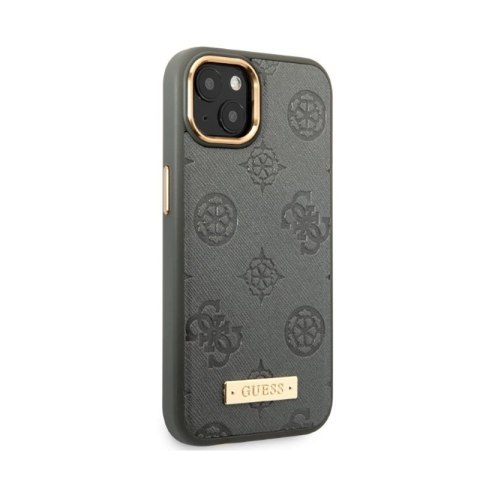 Guess Peony Logo Plate MagSafe - Etui iPhone 13 (szary) Guess Peony Logo Plate MagSafe - Etui iPhone 13 (szary)