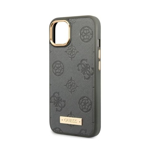 Guess Peony Logo Plate MagSafe - Etui iPhone 13 (szary) Guess Peony Logo Plate MagSafe - Etui iPhone 13 (szary)
