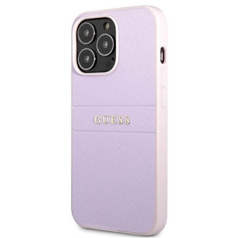 Guess Saffiano Hot Stamp & Metal Logo - Etui iPhone 13 Pro (liliowy) Guess Saffiano Hot Stamp & Metal Logo - Etui iPhone 13 Pro (liliowy)